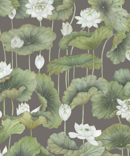 126-9033 Cole & Son Shinrin Yoku Lily Lotus White on Charcoal
