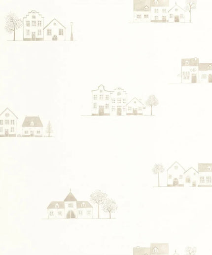 200841221 Casadeco Once Upon A Time 2 Walk In The Village - Dit behang is subtiel van kleur met zachte beige tinten