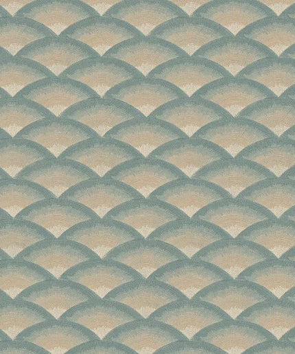 70091120 Casamance Legendes Nami - Dit behang is opgebouwd uit zachte turquoise tinten