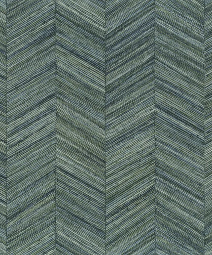 75371426 Casamance Nature Sur Mesure Ocotea - Dit behang is een subtiele mix van turquoise en blauw met accenten van donkergroen en grijs