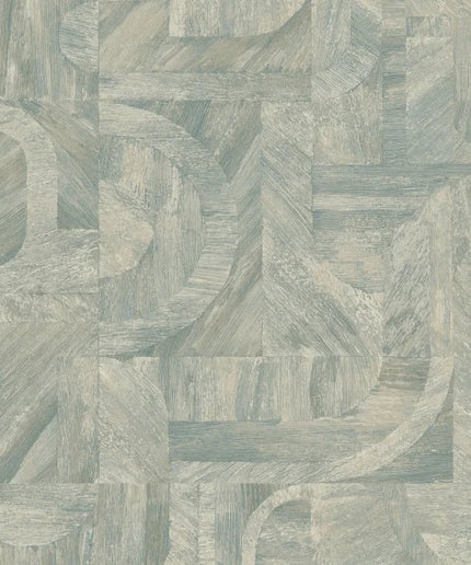 76870406 Casamance Nature Sur Mesure Intarsia - Dit behang is zacht blauwgrijs met accenten van beige en lichte taupe