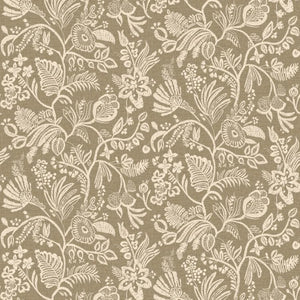 76960916 Casamance Broderies Pastel - Dit behang is een subtiele combinatie van warm bruin en zacht beige met een natuurlijk tintje groen