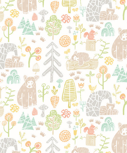 WGU50149W Dutch Wallcoverings When i grow up Honeywood Bears - Dit behang is subtiel gecombineerd met zachte tinten groen