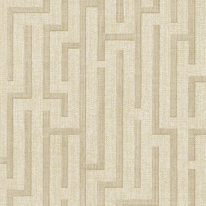 350531 Eijffinger Riviera Maison Linen trellis - Dit behang is uitgevoerd in zachte beige en crèmewit tinten met subtiele lichtbruine lijnen die een modern