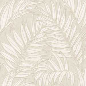 350550 Eijffinger Riviera Maison Stringed Leaves - Dit behang is subtiel en elegant met een combinatie van zachte beige tinten en warm wit