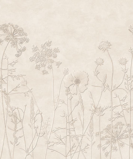 350700 Eijffinger Riviera Maison Silhouette Flowers Mural Ecru - Dit behang is subtiel en natuurlijk met zachte beige- en roomtinten die een rustige en elegante sfeer creëren.