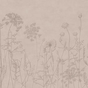 350702 Eijffinger Riviera Maison Silhouette Flowers Mural Taupe - Dit behang is subtiel en zacht met een taupe basis en fijne reliëfdetails in iets lichtere taupe- en beige tinten.