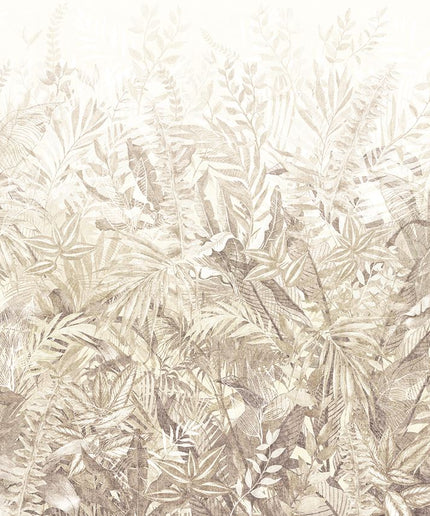 350706 Eijffinger Riviera Maison Linen Leaves Mural Camel - Dit behang is zacht en natuurlijk in kleurgebruik met beige