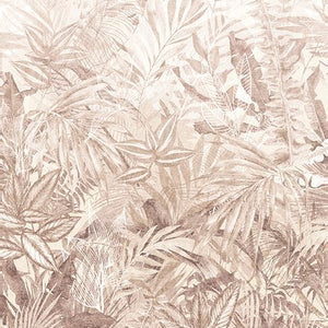350707 Eijffinger Riviera Maison Linen Leaves Mural Taupe - Dit behang is uitgevoerd in zachte taupe kleurtonen