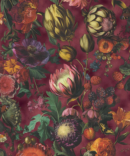 351235 Eijffinger Magnifique Flourish - Dit behang is rijk van kleur met een dieprode basis