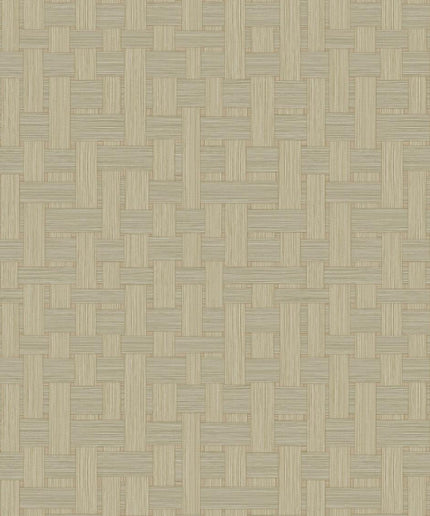 42830 Hooked on Walls Milano Vimini - Dit behang is opgebouwd uit warme beige en lichte bruine tinten die een subtiel vlechtwerkpatroon vormen.