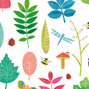 WGU50101W Dutch Wallcoverings When i grow up Forest Floor - Dit behang is wit van achtergrond met speelse accenten in groen
