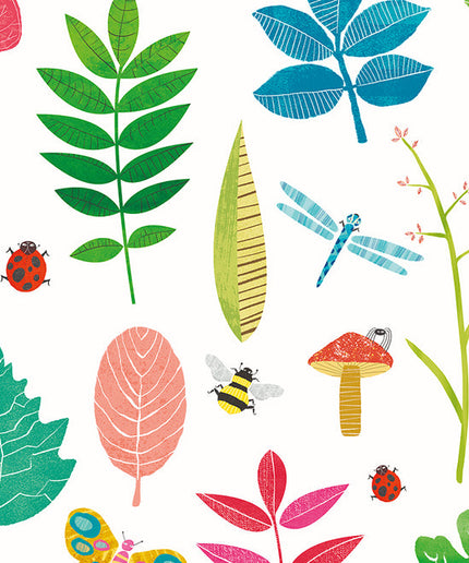 WGU50101W Dutch Wallcoverings When i grow up Forest Floor - Dit behang is wit van achtergrond met speelse accenten in groen