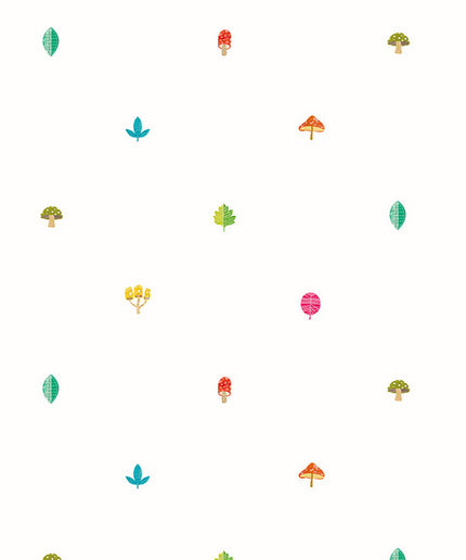 WGU50105W Dutch Wallcoverings When i grow up Forest Spot - Dit behang is licht en luchtig met een witte achtergrond en speelse accenten in groen