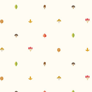 WGU50106W Dutch Wallcoverings When i grow up Forest Spot - Dit behang is lichtbeige van achtergrond met subtiele accenten in oranje