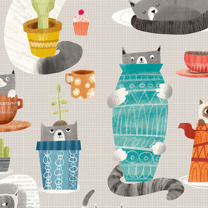 WGU50112W Dutch Wallcoverings When i grow up Kitten Kaboodle - Dit behang is speels en warm met een combinatie van grijs
