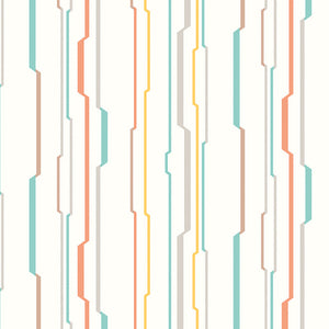 WGU50117W Dutch Wallcoverings When i grow up Wibble Wobble - Dit behang is uitgevoerd in een fris patroon met slanke strepen in zacht oranje