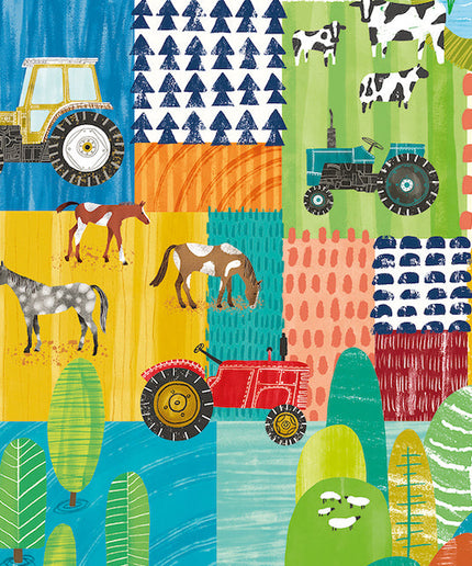 WGU50118W Dutch Wallcoverings When i grow up Down On The Farm - Dit behang is kleurrijk en speels met een combinatie van blauw