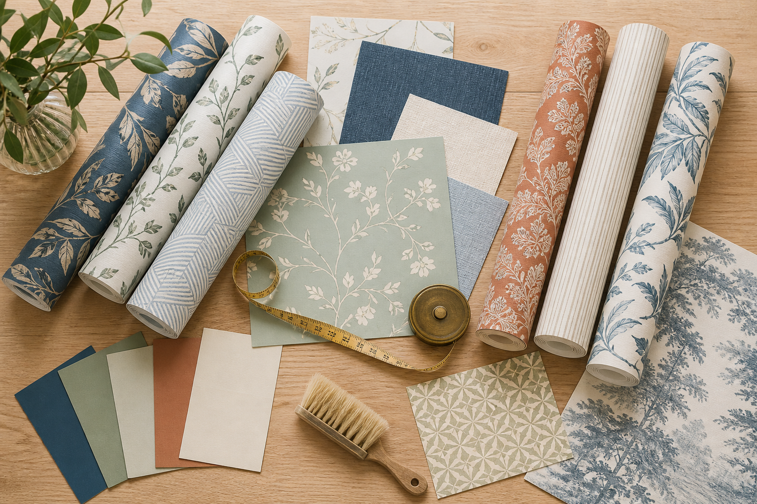 Verschillende behangstalen in diverse kleuren en motieven