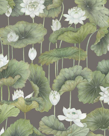 126-9033 Cole & Son Shinrin Yoku Lily Lotus White on Charcoal