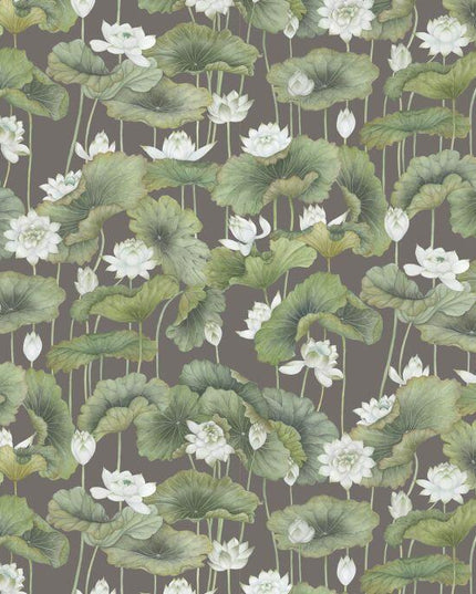 126-9033 Cole & Son Shinrin Yoku Lily Lotus White on Charcoal