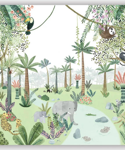 200697508 Casadeco Once Upon A Time 2 In The Heart Of The Jungle - Dit behang is zachtgroen met natuurlijke tinten van bruin