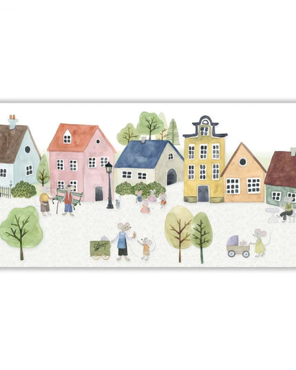 200746161 Casadeco Once Upon A Time 2 Mainstreet - Dit behang is zacht en speels met pastelkleuren als lichtblauw