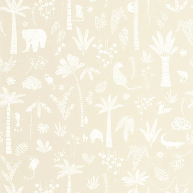 200761221 Casadeco Once Upon A Time 2 Poetic Jungle - Dit behang is zacht beige met delicate