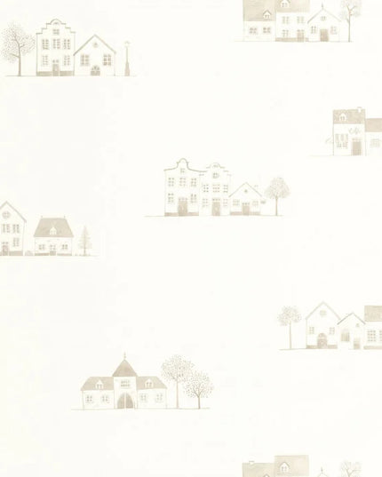 200841221 Casadeco Once Upon A Time 2 Walk In The Village - Dit behang is subtiel van kleur met zachte beige tinten