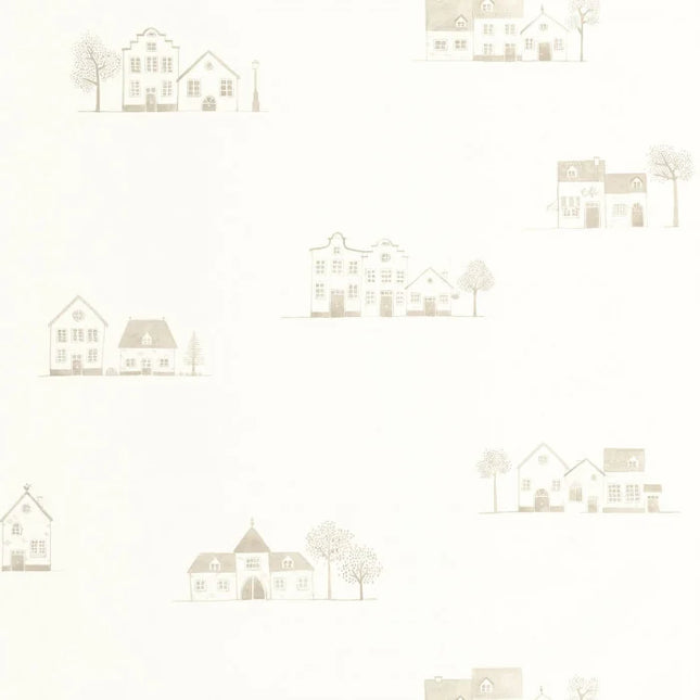 200841221 Casadeco Once Upon A Time 2 Walk In The Village - Dit behang is subtiel van kleur met zachte beige tinten