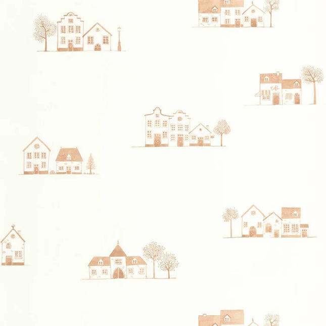 200848303 Casadeco Once Upon A Time 2 Walk In The Village - Dit behang is zacht en subtiel van kleur