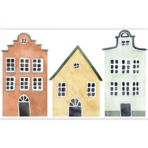 200908720 Casadeco Once Upon A Time 2 Little Houses Spray Up - Dit behang is uitgevoerd in zachte tinten van terracotta