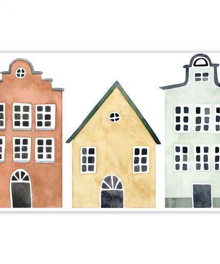 200908720 Casadeco Once Upon A Time 2 Little Houses Spray Up - Dit behang is uitgevoerd in zachte tinten van terracotta