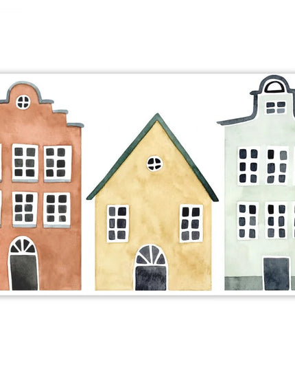 200908720 Casadeco Once Upon A Time 2 Little Houses Spray Up - Dit behang is uitgevoerd in zachte tinten van terracotta