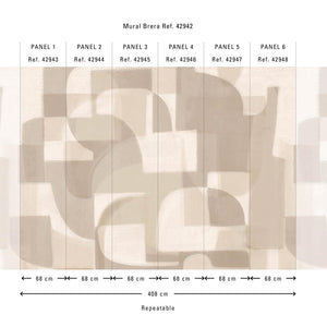 42942 Hooked on Walls Milano Brera Murals - Dit behang is een harmonieuze compositie van zachte beige
