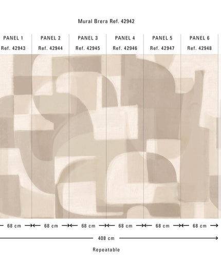 42942 Hooked on Walls Milano Brera Murals - Dit behang is een harmonieuze compositie van zachte beige