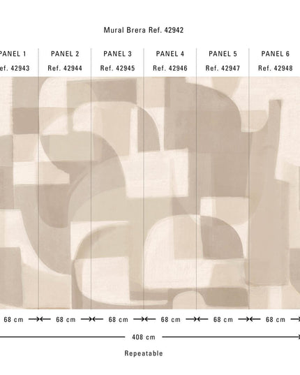 42942 Hooked on Walls Milano Brera Murals - Dit behang is een harmonieuze compositie van zachte beige