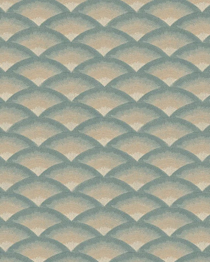 70091120 Casamance Legendes Nami - Dit behang is opgebouwd uit zachte turquoise tinten