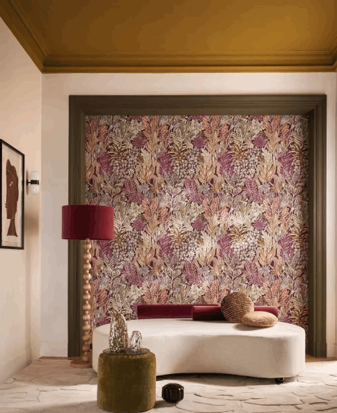 74321038 Casamance Jardin Félicia Borrommee Pourpre/olive