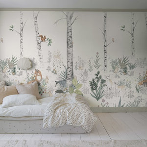 Kleur_Mijn_Interieur_Borastapeter_NewbieII_7481_MagicForestMural_Roomshot