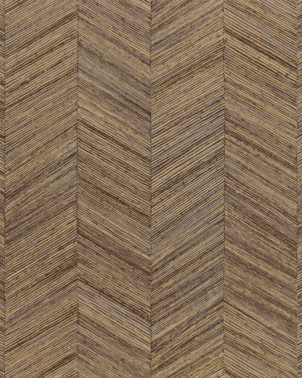 75371018 Casamance Nature Sur Mesure Ocotea - Dit behang is opgebouwd uit warme tinten bruin met accenten van beige en lichte houtkleurige strepen die een natuurlijke
