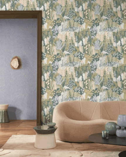 76602956 Casamance Jardin Félicia Hosta Lilas/doré