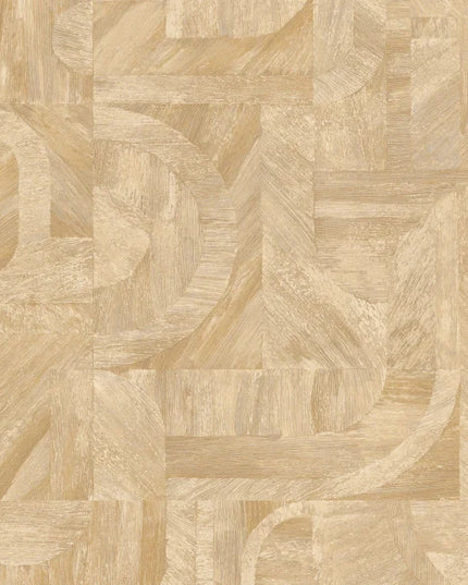 76870202 Casamance Nature Sur Mesure Intarsia - Dit behang is een warme mix van beige en lichte bruine tinten met subtiele houtnerfdetails die een natuurlijke en rustgevende sfeer creëren.