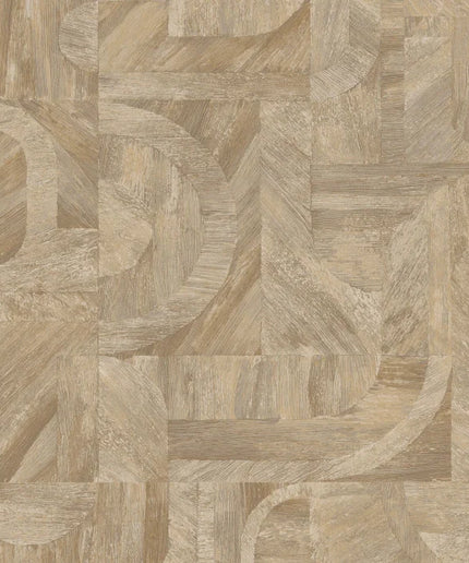 76870304 Casamance Nature Sur Mesure Intarsia - Dit behang is rijk aan warme tinten van beige en lichtbruin met subtiele nuances van zandkleur voor een natuurlijke