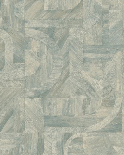 76870406 Casamance Nature Sur Mesure Intarsia - Dit behang is zacht blauwgrijs met accenten van beige en lichte taupe