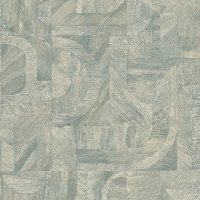 76870406 Casamance Nature Sur Mesure Intarsia - Dit behang is zacht blauwgrijs met accenten van beige en lichte taupe