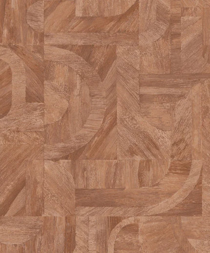 76870712 Casamance Nature Sur Mesure Intarsia - Dit behang is een warme mix van terra- en roestbruine tinten met subtiele oranje accenten.