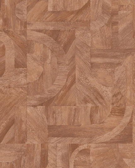 76870712 Casamance Nature Sur Mesure Intarsia - Dit behang is een warme mix van terra- en roestbruine tinten met subtiele oranje accenten.