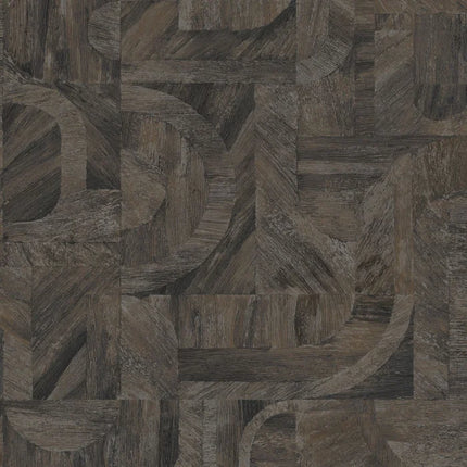 76870814 Casamance Nature Sur Mesure Intarsia - Dit behang is een subtiele combinatie van diepe zwarte en warme bruine tinten