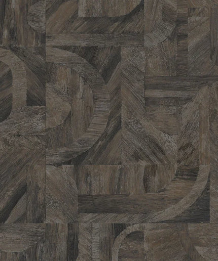 76870814 Casamance Nature Sur Mesure Intarsia - Dit behang is een subtiele combinatie van diepe zwarte en warme bruine tinten